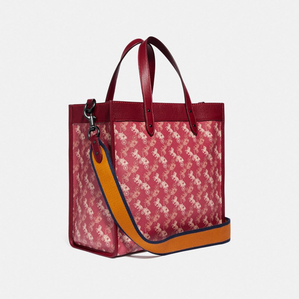 Field Tote With Horse And Carriage Print And Varsity Stripe