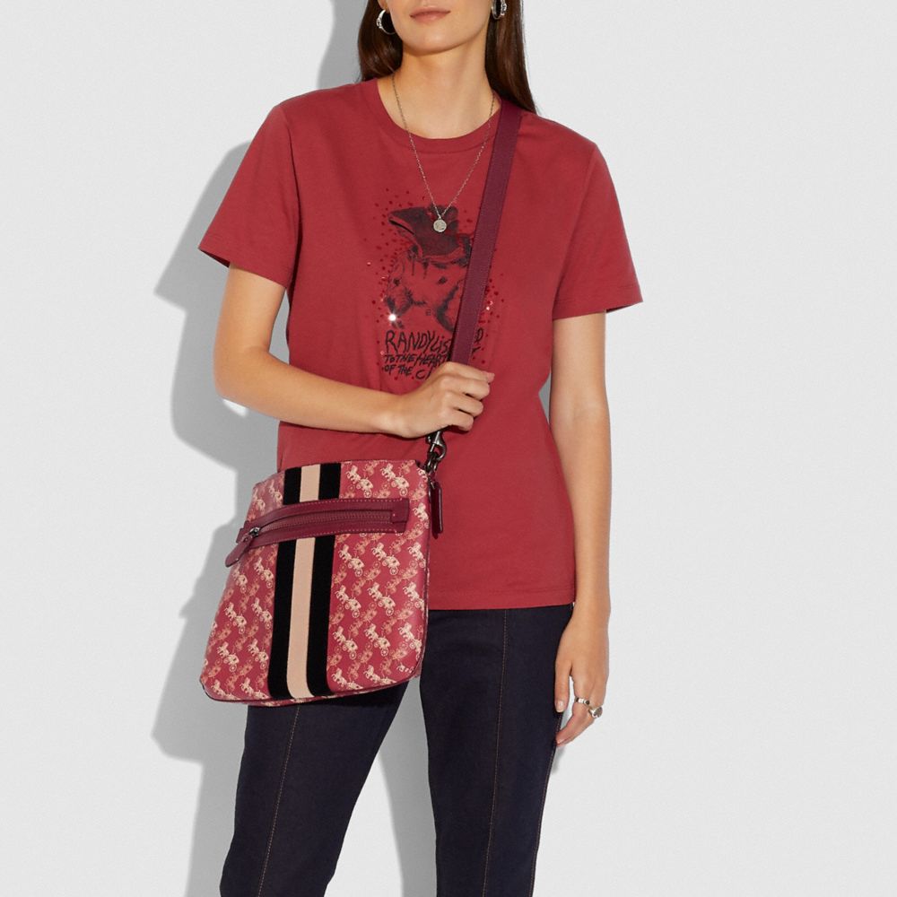COACH®,Olive Crossbody With Horse And Carriage Print And Varsity Stripe,,Detail View