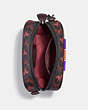 COACH®,CAMERA BAG 16 WITH HORSE AND CARRIAGE PRINT AND VARSITY STRIPE,pvc,Mini,Pewter/Black Oxblood,Inside View,Top View