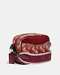 COACH®,CAMERA BAG 16 WITH HORSE AND CARRIAGE PRINT AND RAINBOW,pvc,Mini,Pewter/Deep Red,Angle View