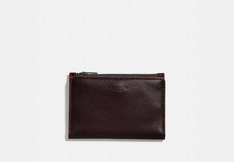 COACH®,BIFOLD ZIP CARD CASE,Smooth Leather,Umber/Clay,Front View