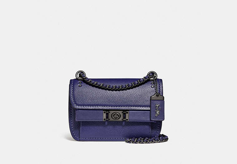 COACH®,TROUPE CROSSBODY IN COLORBLOCK WITH SNAKESKIN DETAIL,Leather,Small,Pewter/Cadet Multi,Front View image number 0