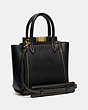 COACH®,TROUPE TOTE 16,Leather,Medium,Brass/Black,Angle View