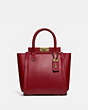 COACH®,TROUPE TOTE 16,Leather,Medium,Brass/Deep Red,Front View