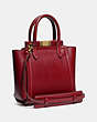 COACH®,TROUPE TOTE 16,Leather,Medium,Brass/Deep Red,Angle View