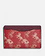 COACH®,SMALL CARD CASE WITH HORSE AND CARRIAGE PRINT,Coated Canvas,RED/WHITE,Front View