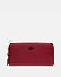 COACH®,ACCORDION ZIP WALLET,Leather,Mini,Brass/Deep Red,Front View