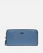 COACH®,ACCORDION ZIP WALLET,Leather,Mini,Brass/Stone Blue,Front View