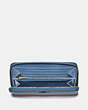 COACH®,ACCORDION ZIP WALLET,Leather,Mini,Brass/Stone Blue,Inside View,Top View