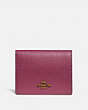 COACH®,SMALL SNAP WALLET,Pebble Leather,Brass/Dusty Pink,Front View