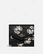 COACH®,SMALL WALLET WITH FLORAL PRINT,pvc,Gold/Black Floral Print,Front View