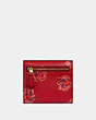 COACH®,SMALL WALLET WITH FLORAL PRINT,pvc,Gold/Red Apple Floral Print,Back View
