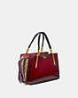 COACH®,DREAMER WITH SIGNATURE CANVAS BLOCKING,Signature Coated Canvas/Smooth Leather,Brass/Tan Deep Red,Angle View