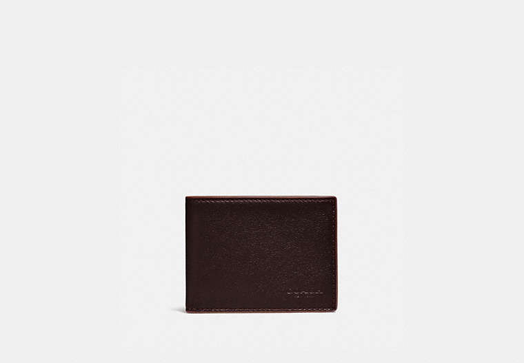 COACH®,SLIM BILLFOLD WALLET,Smooth Leather,Umber/Clay,Front View