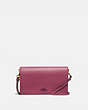 COACH®,HAYDEN FOLDOVER CROSSBODY CLUTCH,Leather,Mini,Brass/Dusty Pink,Front View