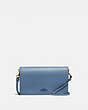 COACH®,HAYDEN FOLDOVER CROSSBODY CLUTCH,Leather,Mini,Brass/Stone Blue,Front View