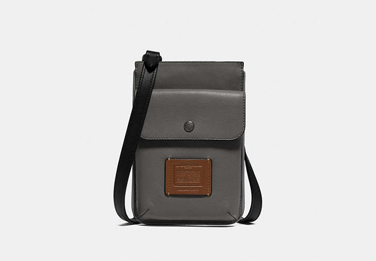 COACH®,HYBRID POUCH IN COLORBLOCK,Leather,GREY/SILVER,Front View