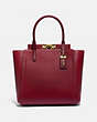 COACH®,TROUPE TOTE,Leather,Brass/Deep Red,Front View