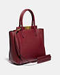 COACH®,TROUPE TOTE,Leather,Brass/Deep Red,Angle View