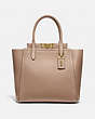 COACH®,TROUPE TOTE,Leather,Brass/STONE,Front View