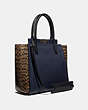 COACH®,TROUPE TOTE WITH COLORBLOCK SNAKESKIN DETAIL,Leather,Large,Pewter/Cadet Multi,Angle View