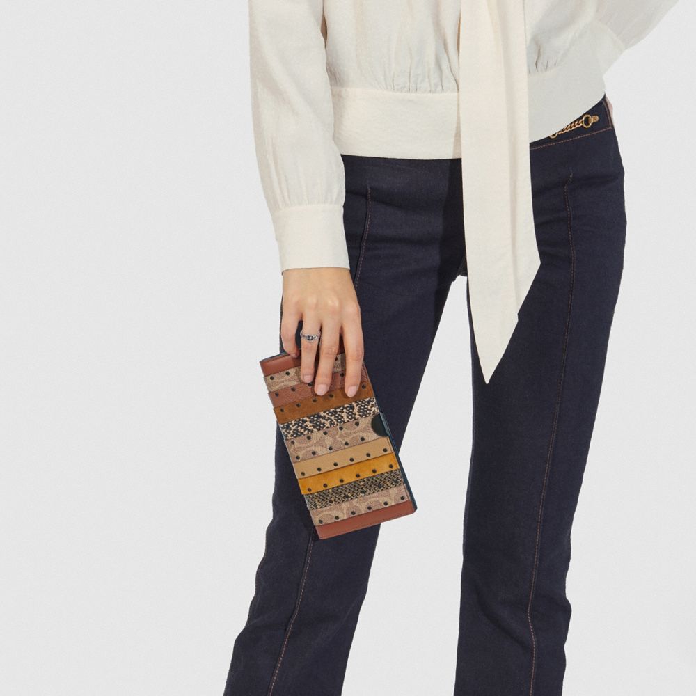 COACH®,Dreamer Wallet With Signature Canvas Patchwork Stripes And Snakeskin Detail,,Detail View