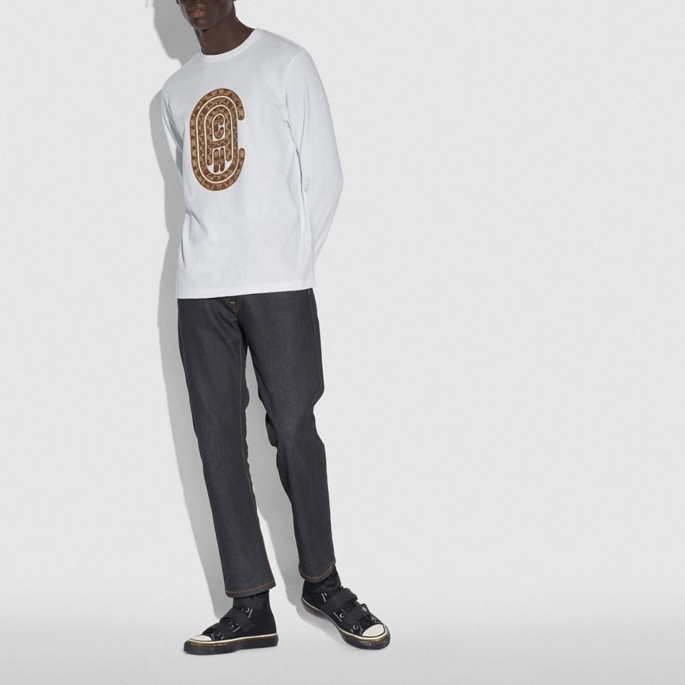 COACH®,Coach Graphic Long Sleeve T Shirt,,Scale View