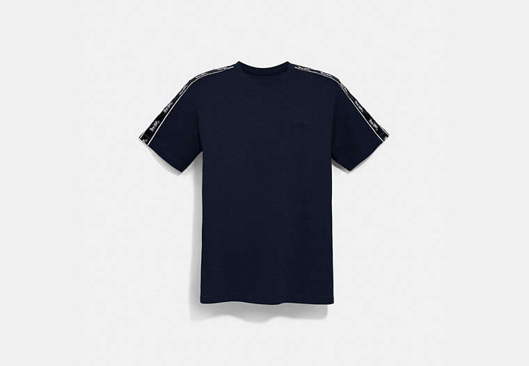 COACH®,HORSE AND CARRIAGE TAPE T-SHIRT,cotton,NAVY,Front View