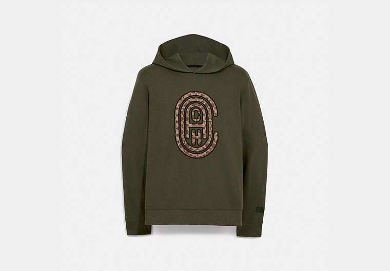 COACH®,COACH HOODIE,cotton,Olive,Front View