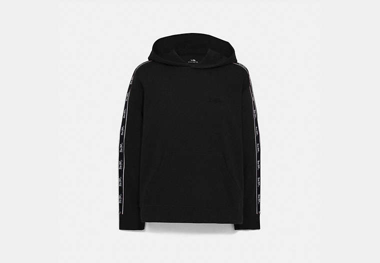 COACH®,HORSE AND CARRIAGE TAPE HOODIE,cotton,Black,Front View