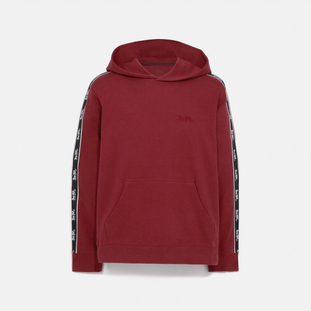 COACH®,HORSE AND CARRIAGE TAPE HOODIE,cotton,Dark Cardinal,Front View