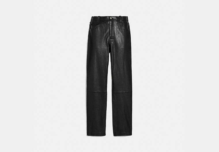 COACH®,LEATHER PANTS,Leather,Black,Front View