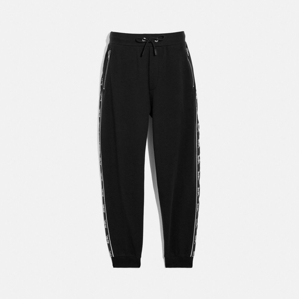 COACH®,HORSE AND CARRIAGE TAPE SWEATPANTS,cotton,Black,Front View