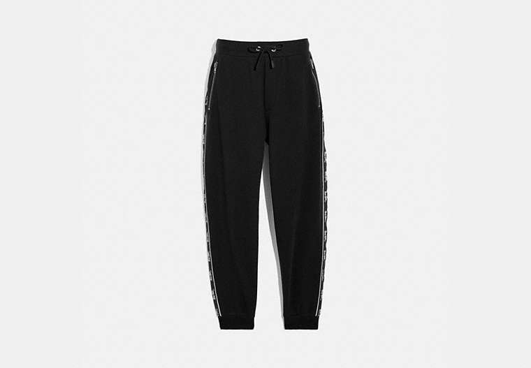 COACH®,HORSE AND CARRIAGE TAPE SWEATPANTS,cotton,Black,Front View