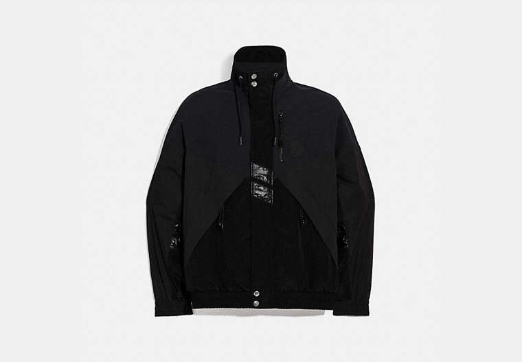 COACH®,TRACK JACKET,Nylon,Black,Front View image number 0