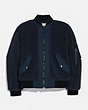 COACH®,FLEECE MA-1 JACKET,n/a,NAVY,Front View