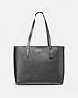 COACH®,CENTRAL TOTE WITH ZIP,Leather,Large,Gunmetal/Metallic Graphite,Front View