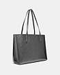 COACH®,CENTRAL TOTE WITH ZIP,Leather,Large,Gunmetal/Metallic Graphite,Angle View