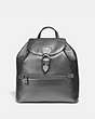 COACH®,EVIE BACKPACK,Leather,Medium,Pewter/Metallic Graphite,Front View