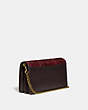 COACH®,CALLIE FOLDOVER CHAIN CLUTCH IN BLOCKED SNAKESKIN,Leather,Mini,Brass/Deep Red,Angle View