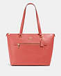 COACH®,GALLERY TOTE BAG,Leather,Large,Gold/Bright Coral,Front View