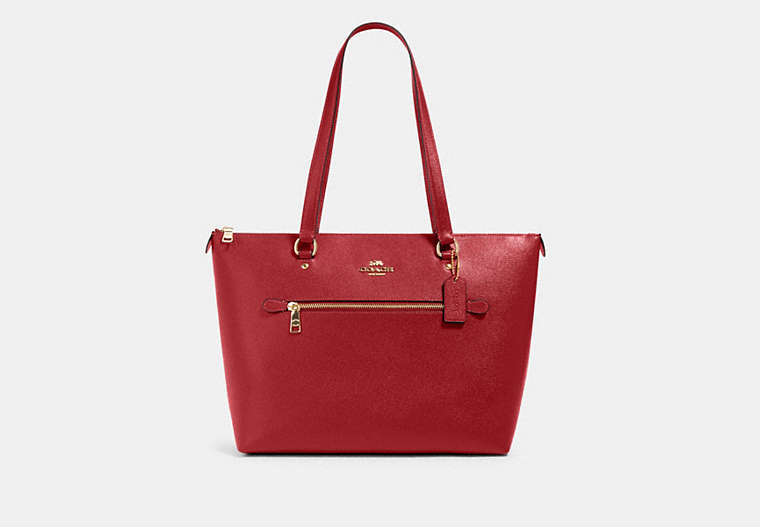 COACH®,GALLERY TOTE BAG,Leather,Large,Gold/1941 Red,Front View