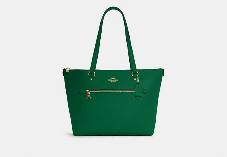COACH®,CABAS GALLERY,Cuir,Or/Vert,Front View