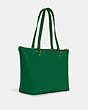 COACH®,GALLERY TOTE BAG,Leather,Large,Gold/Green,Angle View