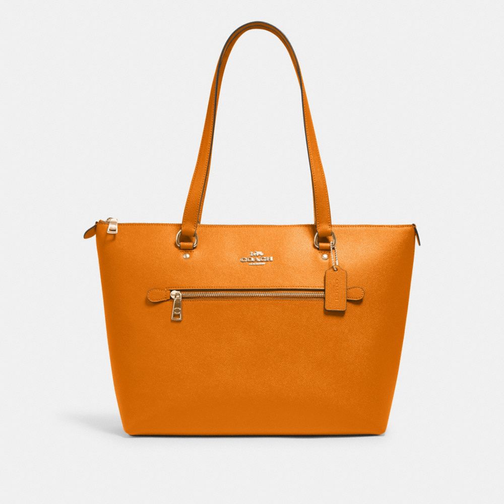COACH®,GALLERY TOTE BAG,Crossgrain Leather,Large,Im/Light Orange,Front View