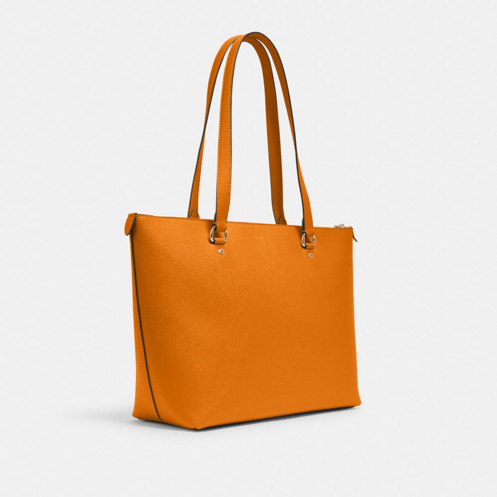COACH®,GALLERY TOTE BAG,Crossgrain Leather,Large,Im/Light Orange,Angle View