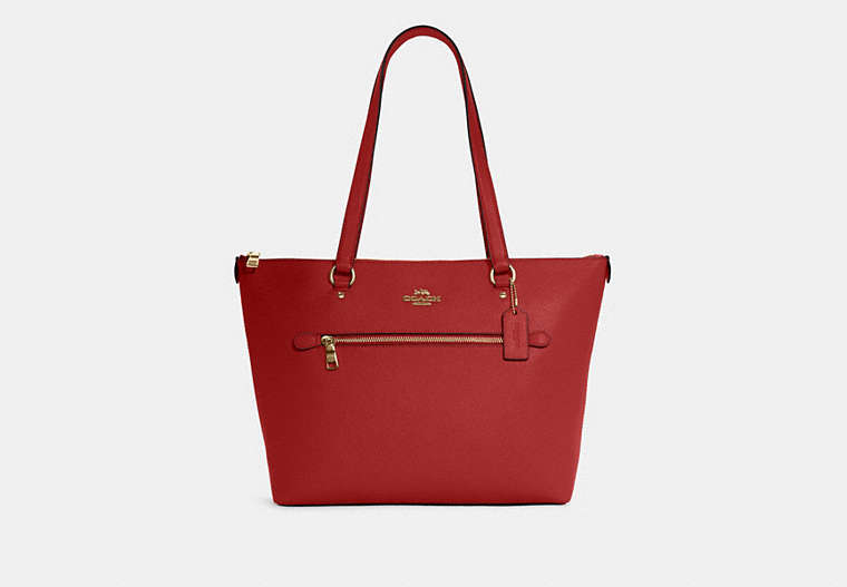 COACH®,GALLERY TOTE BAG,Leather,Large,Gold/Red Apple,Front View