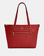 COACH®,GALLERY TOTE,Leather,Large,Gold/Red Apple,Front View