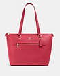 COACH®,GALLERY TOTE BAG,Leather,Large,Gold/Electric Pink,Front View