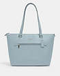 COACH®,GALLERY TOTE BAG,Leather,Large,Silver/Powder Blue,Front View